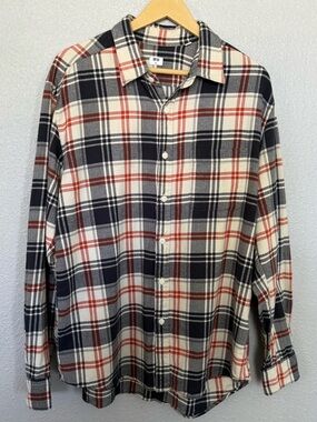 Uniqlo 100% Cotton Plaid Long Sleeve Shirt size XL